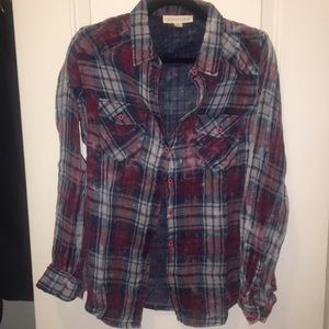 Plaid button up top